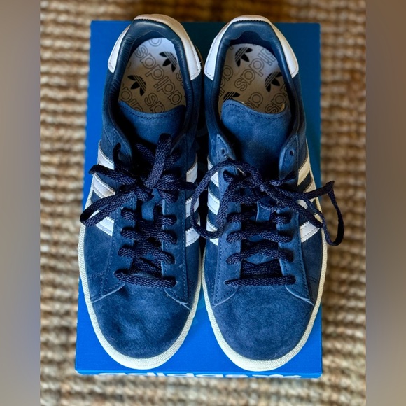 *NWT&B* Adidas / Campus 80s Suede Leather Sneaker / Navy & White / 6 Mens - Picture 7 of 10